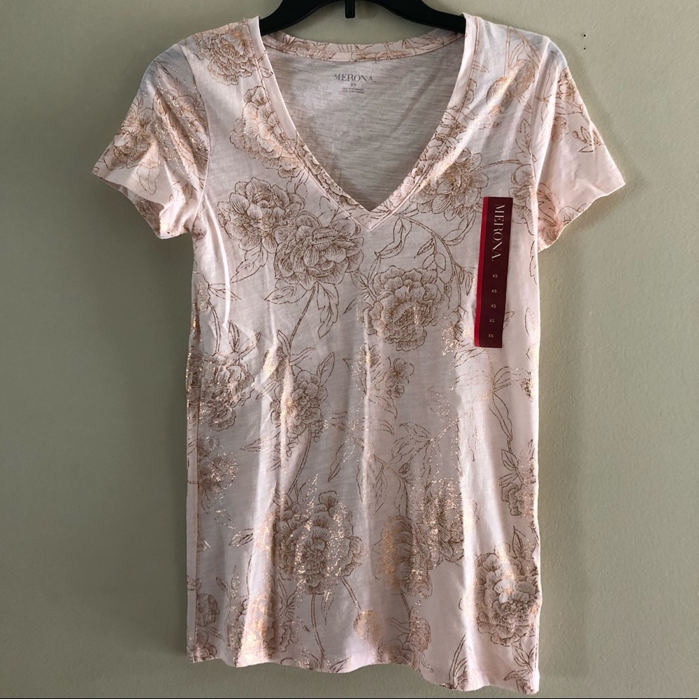 NWT Merona rose and gold top XS